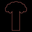 Neon nuclear explosion burst mushroom explosive destruction red color vector illustration image flat style