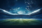 Fototapeta Fototapety sport - a football stadium with lights and a football field