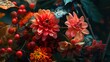 Pack of flowers and autumn plants,Generative ai, 