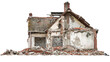 Demolished house isolated on white background