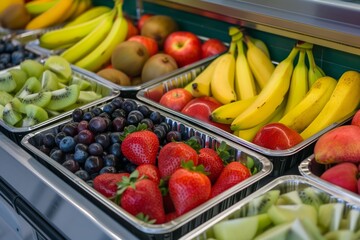 Wall Mural - fresh fruit display by checkout