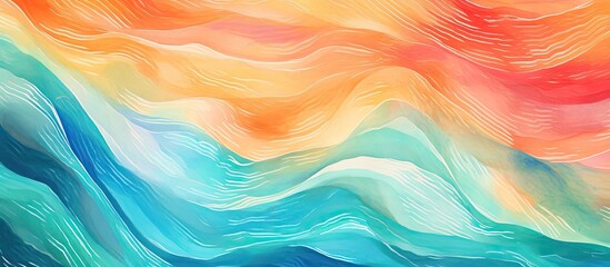 Poster - A closeup of a vibrant painting on a wall, featuring a mix of electric blue and magenta colors in a mesmerizing watercolor pattern, showcasing the beauty of visual arts