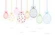 simple Easter Eggs hanging line art banner. Line drawing style. Icon, logo, symbol and print template