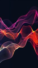 Wall Mural - A colorful wave pattern is displayed on a black background