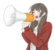 © maru - 拡声器を持って苦しそうに叫ぶ女性