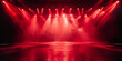 © Planetz - Free stage with lights and smoke, Empty stage with red spotlights, conser, show, party, Presentation concept. red spotlight strike on black background, vintage retro stage red pink light banner