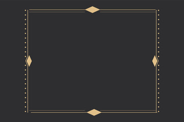 Wall Mural - line golden frame, celestiam minimal esoteric border, mystyc linear decoration with dots, corners is