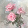 oil painting of pink rosesin the style of dreamy color palette
