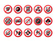 No gambling red crossed circle badge black minimalist label set vector illustration