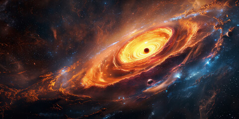 Wall Mural - black hole, supernova, wormhole with planets in galaxy