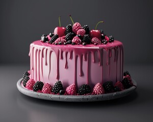 Monochrome Background Render the cake against a simple monochrome background allowing its vibrant colors and intricate details to take center stage
