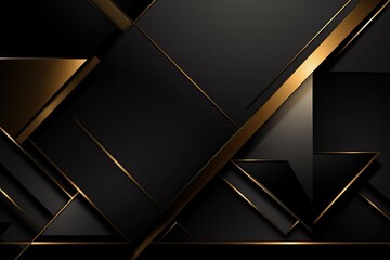 Poster - luxury geometric shiny golden and black background