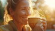 Woman is drinking morning coffee
