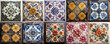 Collection of old colorful flowers leaves motif vintage shabby mosaic patchwork. Generative AI