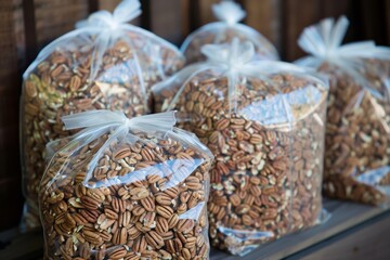 Canvas Print - bags of shelled pecans ready for sale at the farm