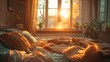 Warm Cozy Bedroom Snug Bed in Morning Light