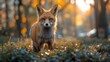 Urban Fox: Wildlife Prowling in City Park at Dusk
