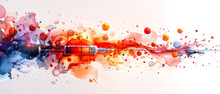 Hypodermic Syringe With Needle Amidst A High-speed Colorful Splash, Conveying A Sense Of Urgency And Action