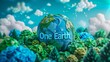 © TensorSpark - Stylized clay earth globe with embossed letters spelling out One Earth symbolizing environmental unity and global conservation efforts.