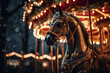 © Tetiana - Carousel horse at the amusement park in the night made with generative AI