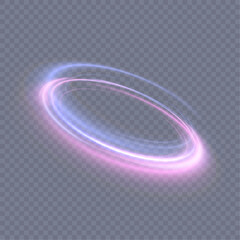 Wall Mural - abstract neon blue purple ring. a bright trail of luminous rays swirling in a fast spiral motion. li