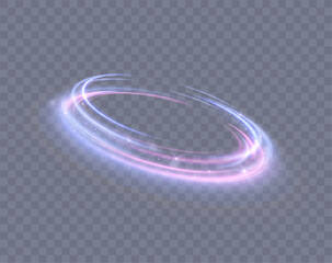 Wall Mural - abstract neon blue purple ring. a bright trail of luminous rays swirling in a fast spiral motion. li
