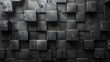 An artistic depiction of a three-dimensional wall of black cubes with varied textures and subtle lighting
