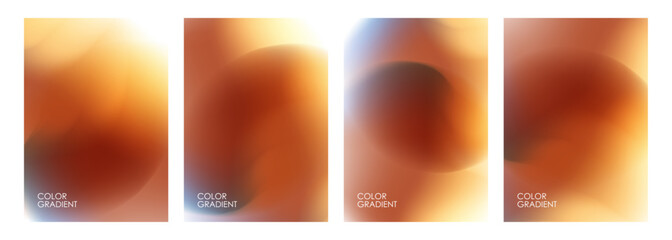 Aufkleber - Set of brown blurred backgrounds. Color gradients. Defocused color templates for creative graphic design. Vector illustration.