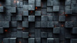 High-quality image showing varied textures on black geometric blocks with subtle orange backlighting