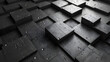 A contemporary 3D visualization of black blocks with raindrops, encapsulating a mood of reflection