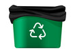 trash can green, rubbish bin with garbage bags, bucket for waste