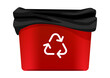 trash can red, rubbish bin with garbage bags, bucket for waste
