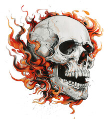 Poster - A flaming skull graphic, t-shirt or tattoo design