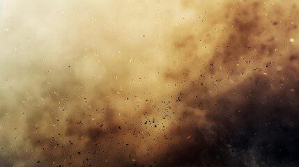 abstract illustration of explosion or natural disaster with smoke clouds, fire sparks, stones fragme