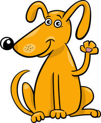 Wall Mural - cartoon yellow dog character waving his paw