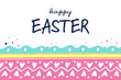 Happy Easter. Greeting card with ornaments. Painted egg pattern. Vector illustration