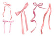 set of pink bows watercolor