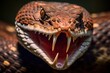 Venomous snake closeup macro shot. Ai Generative