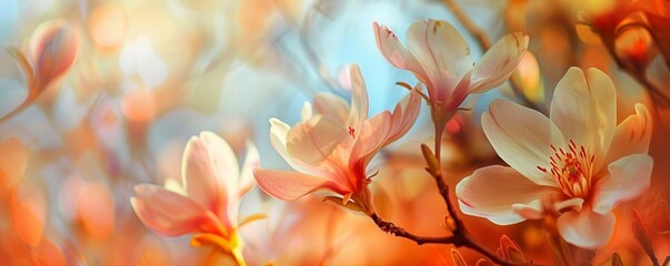 Wall Mural - Vibrant spring blossoms with soft bokeh background