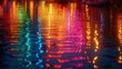 Pofalowana powierzchnia wody na której odbija się światło w kolorach tęczy