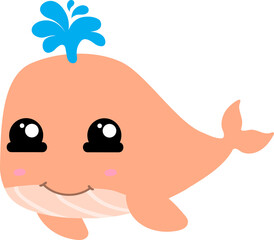 cute whale cartoon, sea animal
