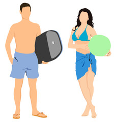 Poster - summer beach people pair