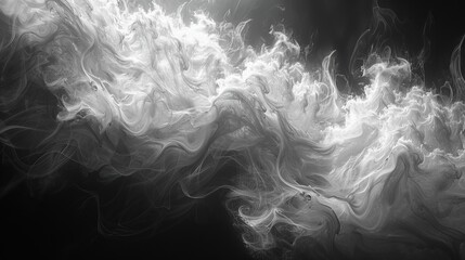 Aufkleber - An abstract black background with swirls of white smoke.