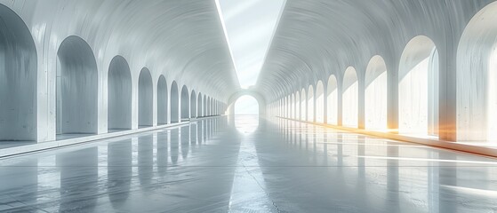Aufkleber - Architect's abstract of white space architecture, perspective of future building design