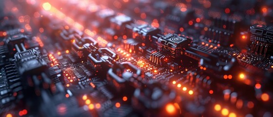 Leinwandbilder - Data center racks mine cryptocurrency, process big data comprised of chain of digital blocks, a concept of blockchain technology.