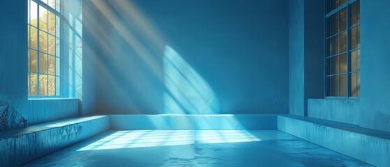 Aufkleber - An image of a blue room in 3D. The background is light.