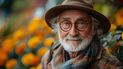 Canvas Print - old person with hat