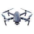 New dark grey drone quadcopter with digital camera isolated on a cutout PNG transparent background