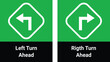 © Kaya Ra - left and right turn ahead vector
