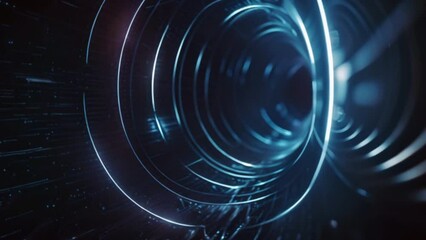 Aufkleber - A spiral shaped tunnel with a blue light shining through it.
